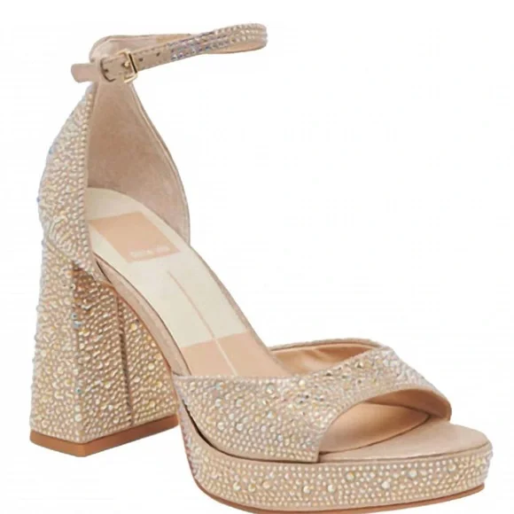 Dolce Vita Women’s Gold Crystal Pandro Heels Size 10 New in box - Picture 3 of 5